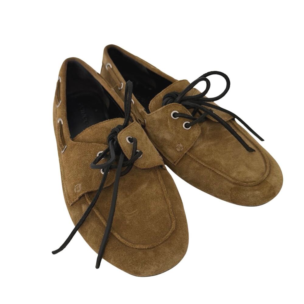 Vince (7) Brown Suede Boat Shoes Lace Up Loafers Moccasin Flats Quiet Luxury